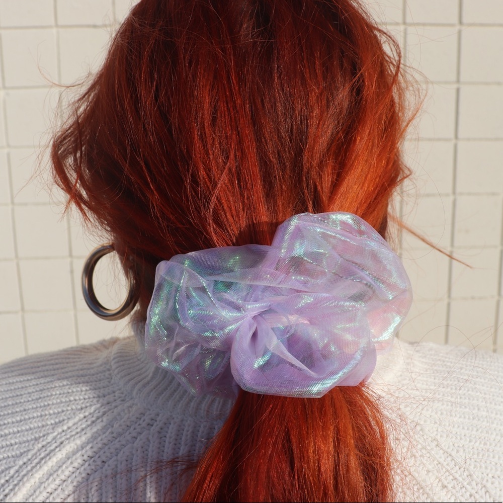 Holographic Oversized Scrunchie in Ethereal Garden